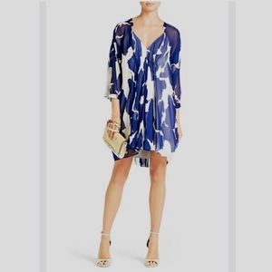 Diane Von Furstenberg | Dresses | Diane Von Furstenberg Fleurette Silk  Tunic Midi Dress In Blue Gray | Poshmark